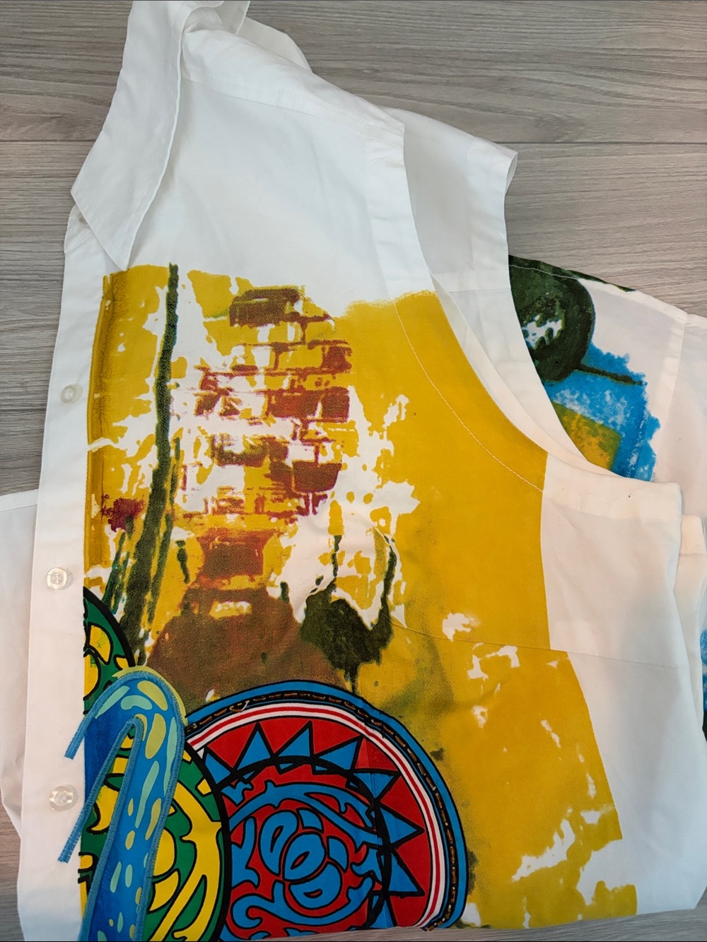 Elena Miro White Graffiti Sleeveless Blouse